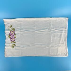70s embroidered floral pillowcase 1970s vintage